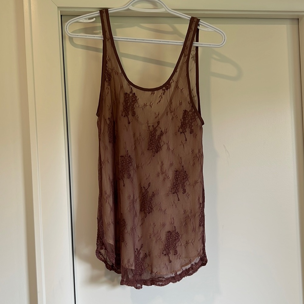 Aritzia Wilfred Sheer Lace Tank Top